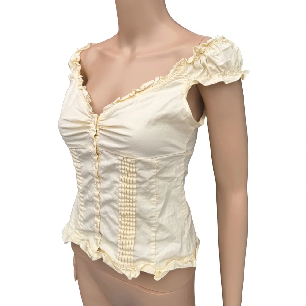 brandy melville pastel yellow ruffle top - Picture 2 of 10